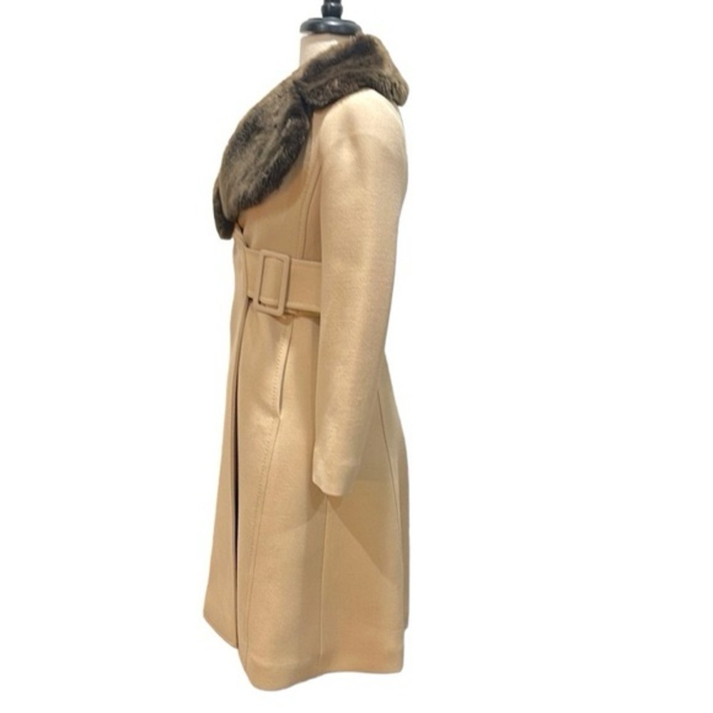 Kate Spade Wool Camel Coat with Large Faux Fur Collar - Picture 14 of 16